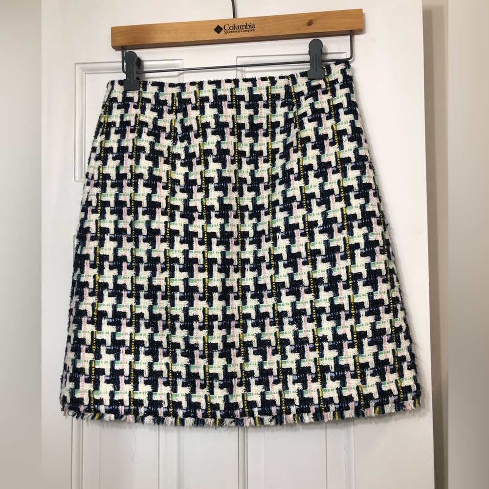 Ann Taylor White Multi Tweed A-Line Mini Skirt